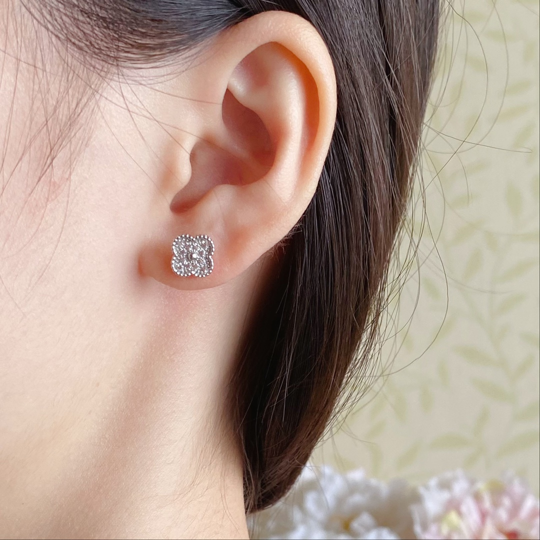 VCA Full Diamond Vintage Alhambra Earrings - Image 2