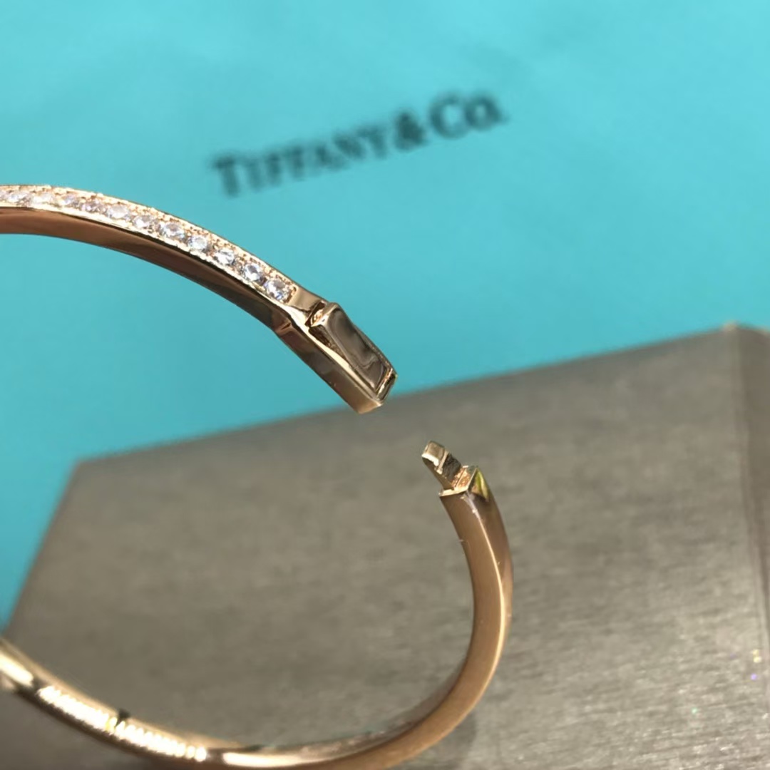 Tiffany Full Diamond Paved Double T Bangle Bracelet - Image 7