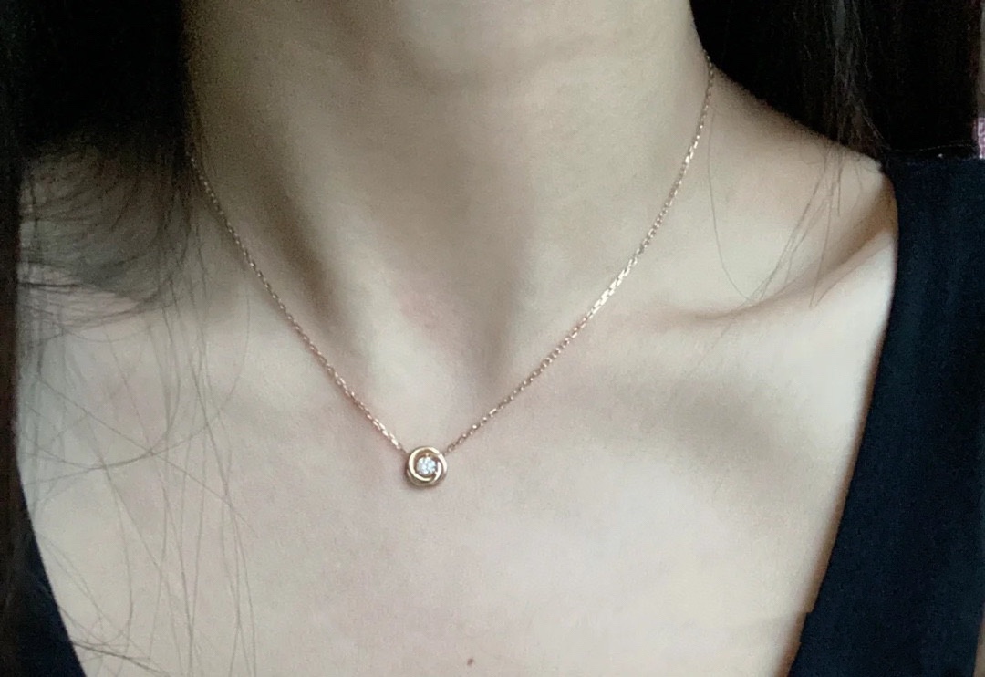 Cartier Trinity Diamond Paved Stud Earrings Necklace - Image 4