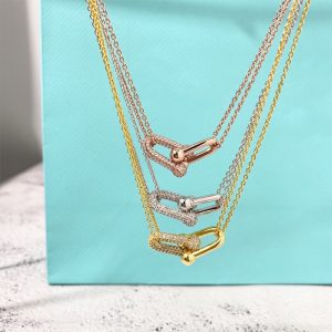 Tiffany Diamond Double Horseshoe Clasp Pendant Necklace