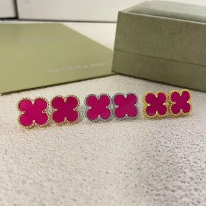 VCA Rose Red Vintage Alhambra Earrings