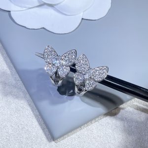 VCA Paved Diamond Silver Butterfly Earrings