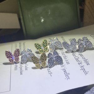 VCA Full Diamond Two Butterfly Between the Finger Ring