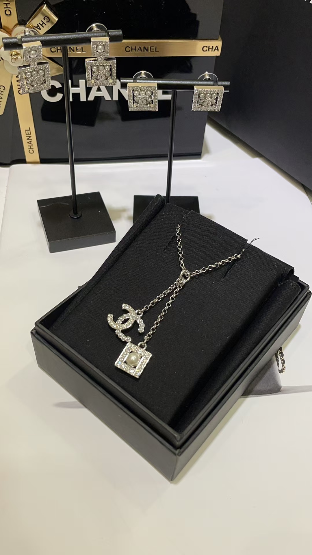 Chanel Two Pendants Drop Y Necklace - Image 2
