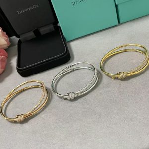 Tiffany Knot Double Row Hinged Bangle Bracelet