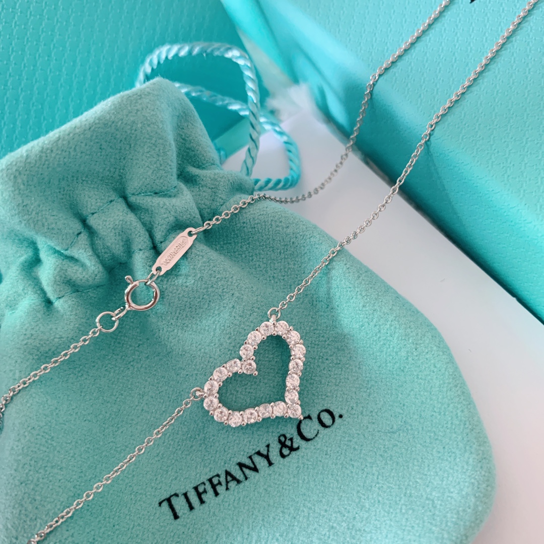 Tiffany Medium Full Diamond Love Heart Pendant Necklace - Image 3