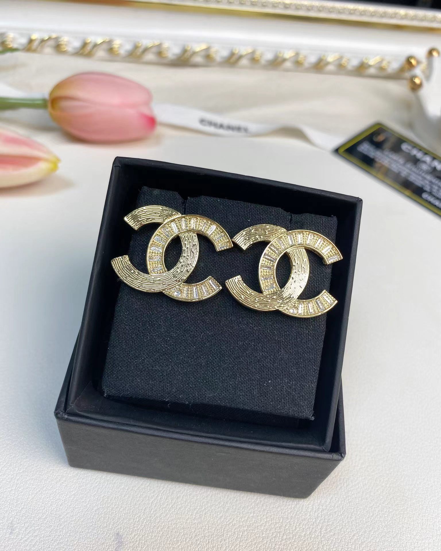 Chanel Big Gold Double C Stud Earrings - Image 2