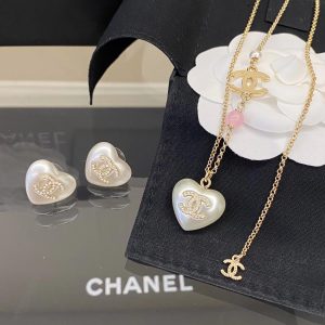 Chanel Pearl Love Heart Pendant Necklace