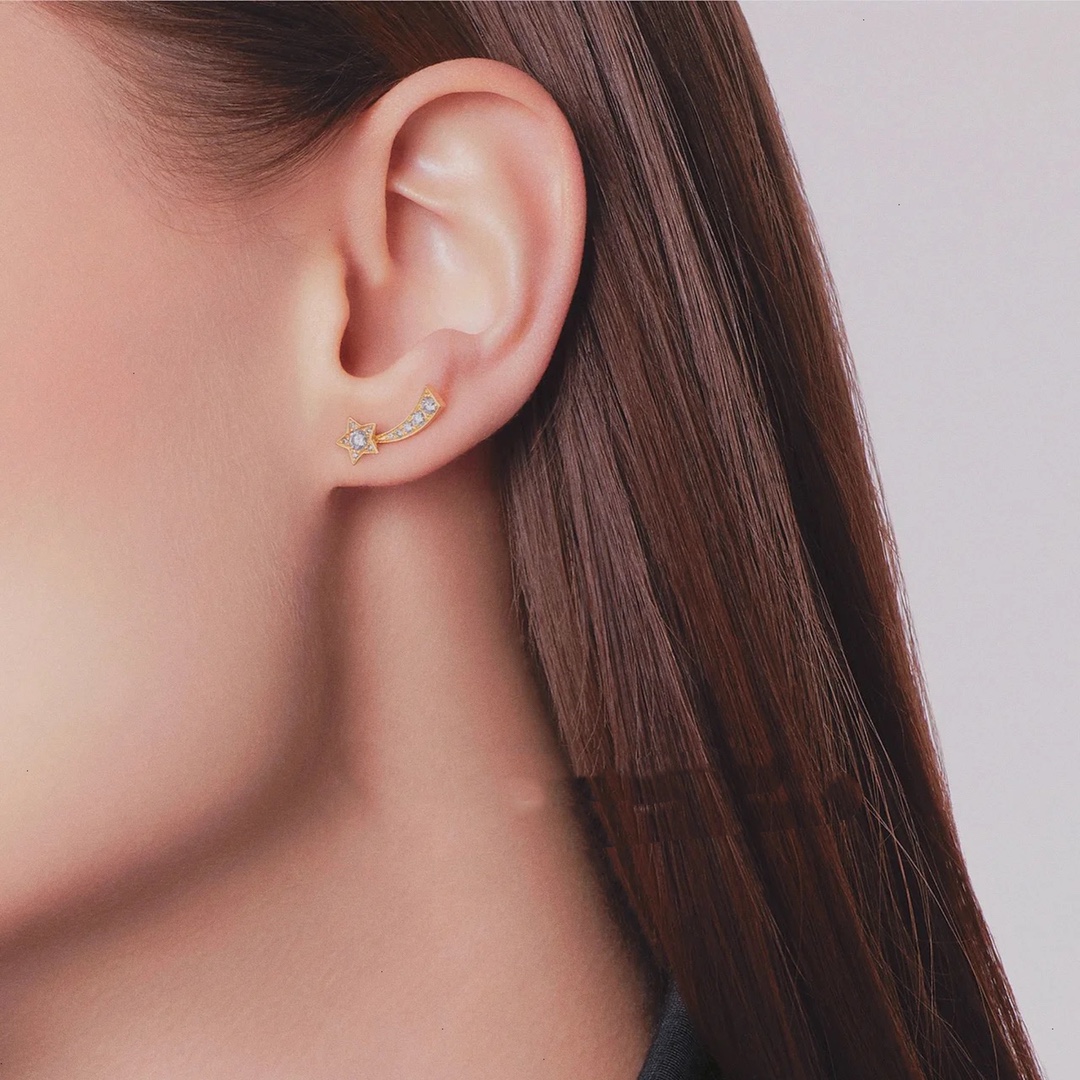 Chanel AB Asymmetric Mixed Metal Color Comete Earrings - Image 4