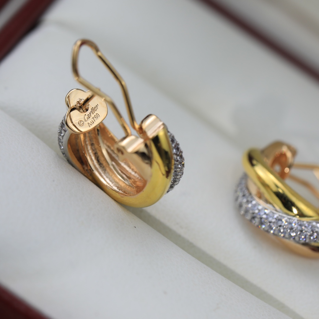 Cartier Mixed 3 Metal Color Trinity Earrings - Image 6