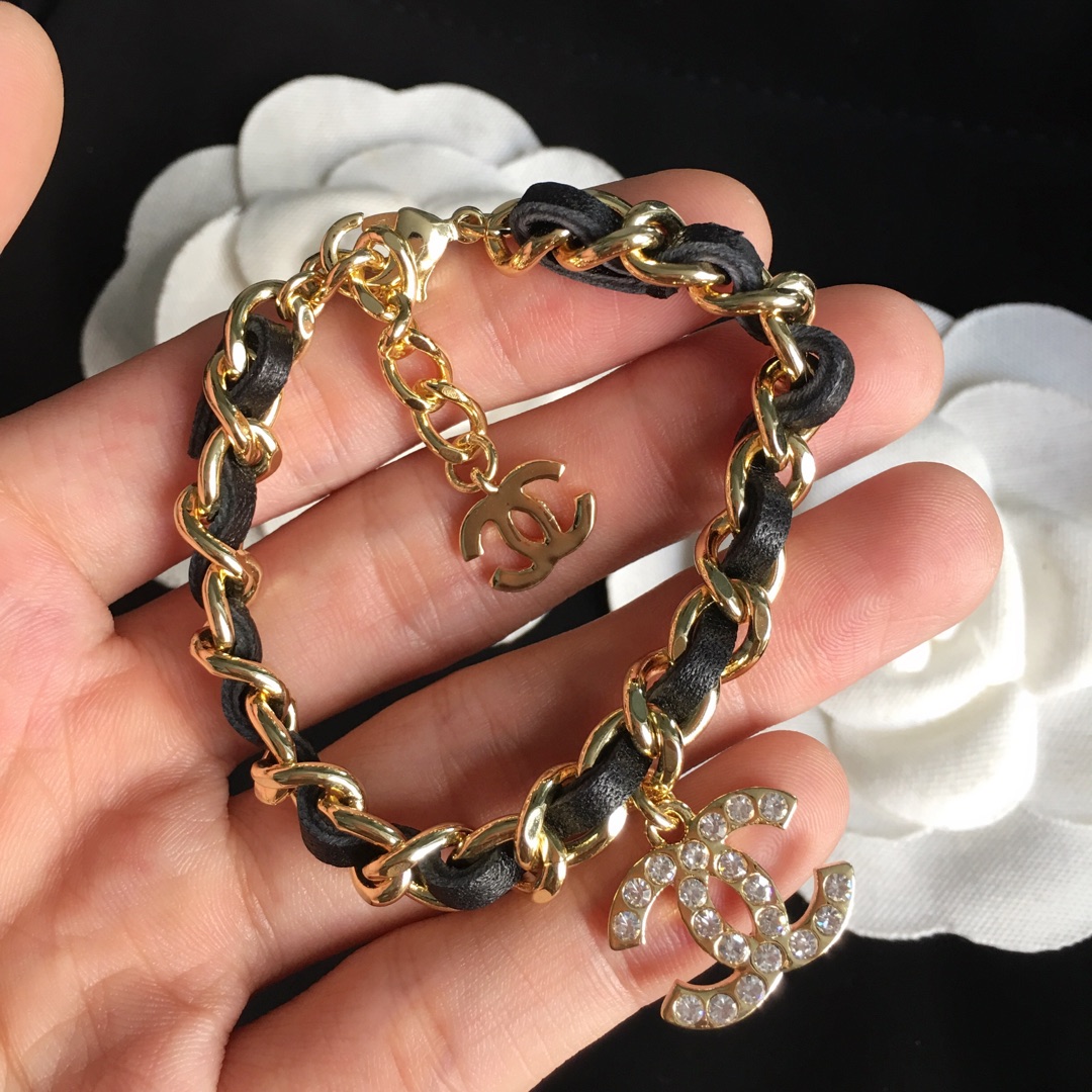 Chanel Leather Woven O Chain Bracelet Choker Necklace - Image 3