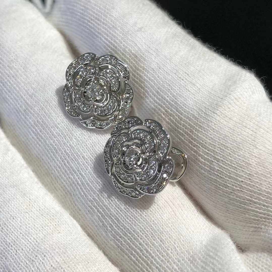 Chanel Diamond Camellia Stud Earrings - Image 7