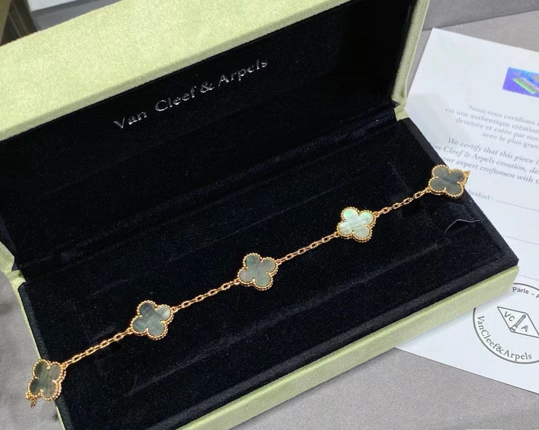 VCA Grey Clover Vintage Alhambra Bracelet, 5 Motifs