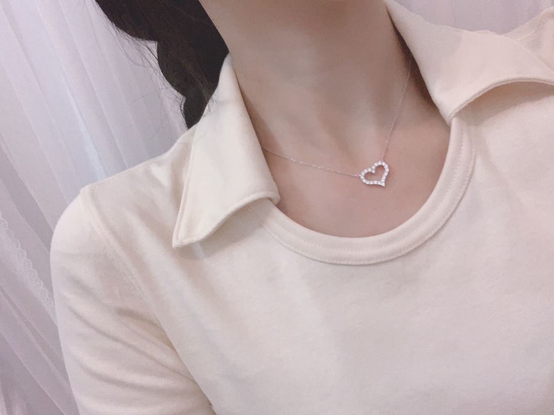 Tiffany Medium Full Diamond Love Heart Pendant Necklace - Image 6