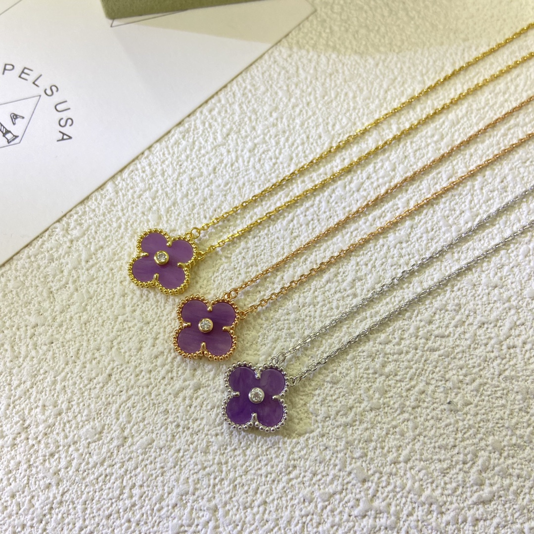 VCA Diamond Purple Vintage Alhambra Pendant Necklace - Image 5