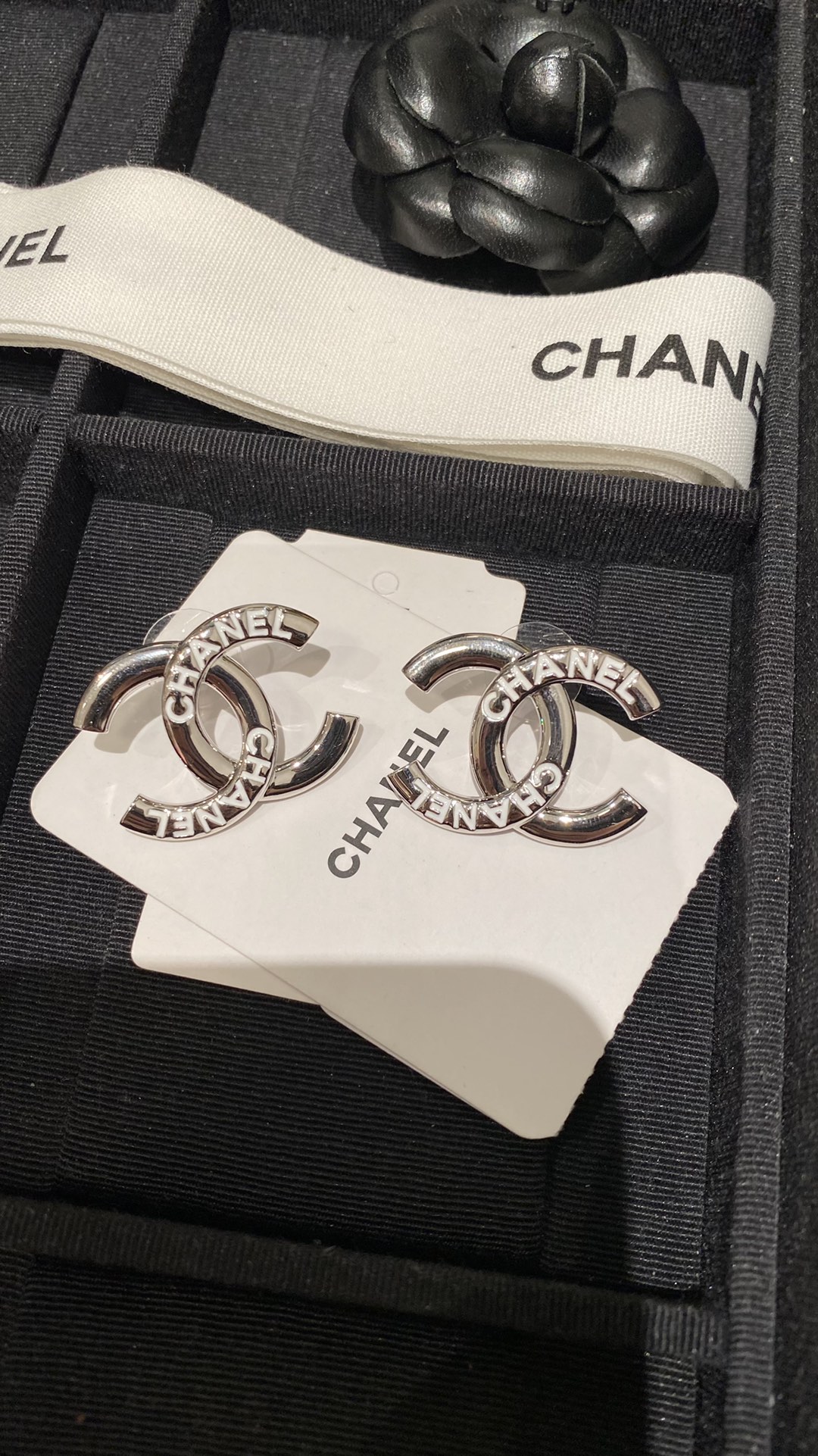 Chanel Enamel Monogram CC Earrings - Image 8