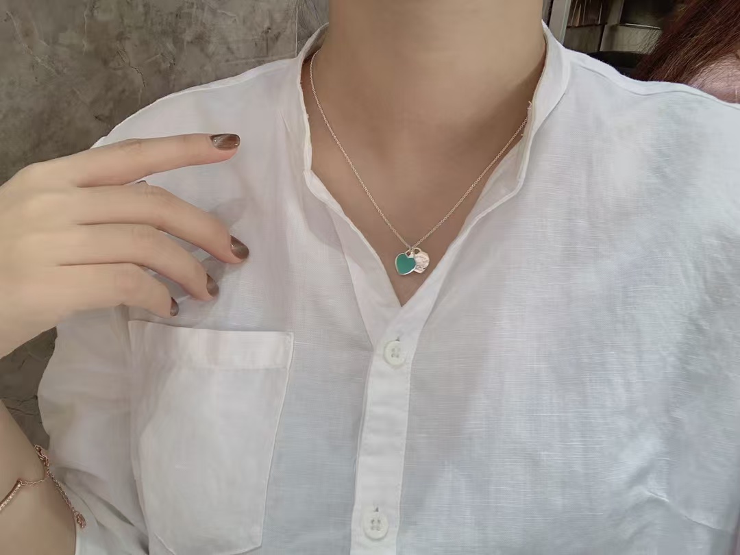 Tiffany Double Heart Tag Pendant Necklace - Image 8