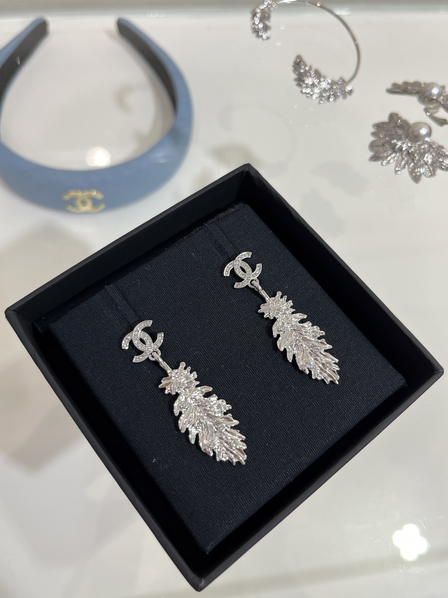 Chanel Coco Feather Dangle Earrings - Image 8