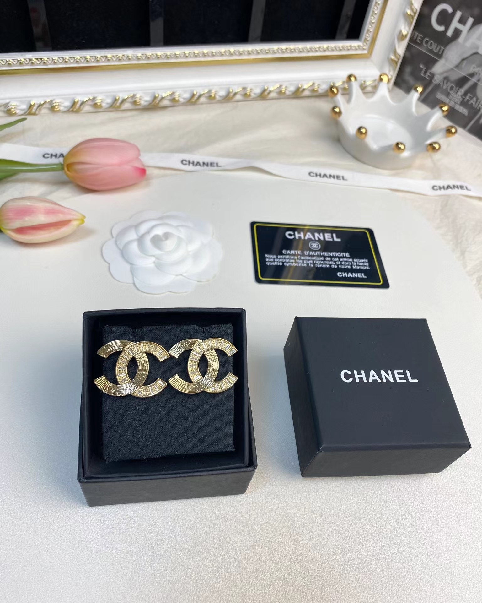 Chanel Big Gold Double C Stud Earrings - Image 4