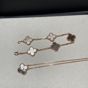 VCA Obsidian Alhambra Bracelet Necklace