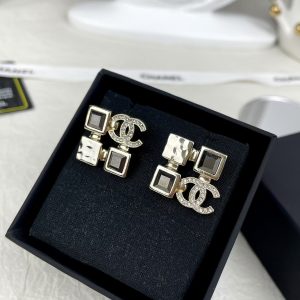 Chanel Square Rhinestone Earrings