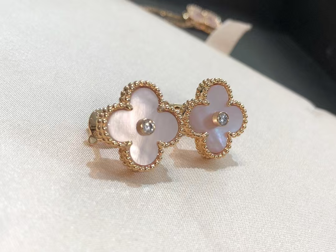 VCA Pink Mother of Pearl Clover Stud Earrings - Image 2
