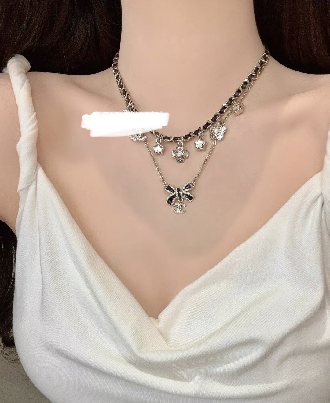 Chanel Black Bow CC Pendant Necklace and Bracelet - Image 15