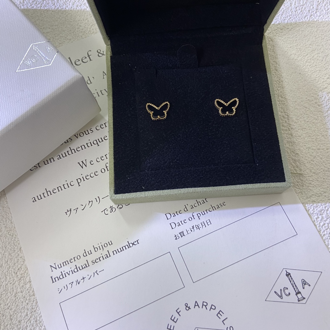 VCA Mini Black Butterfly Stud Earrings - Image 4