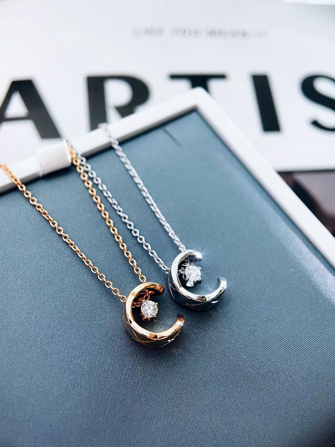Chanel Coco Crush Moon Star Necklace Minimalistic - Image 3