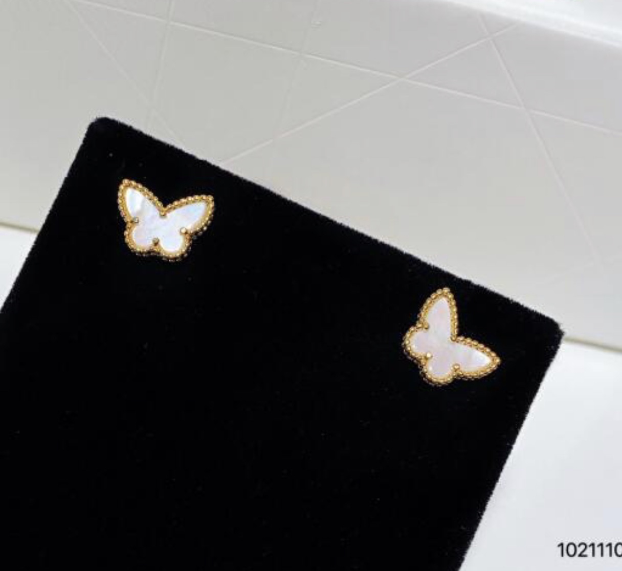 VCA Mini White Butterfly Stud Earrings - Image 8