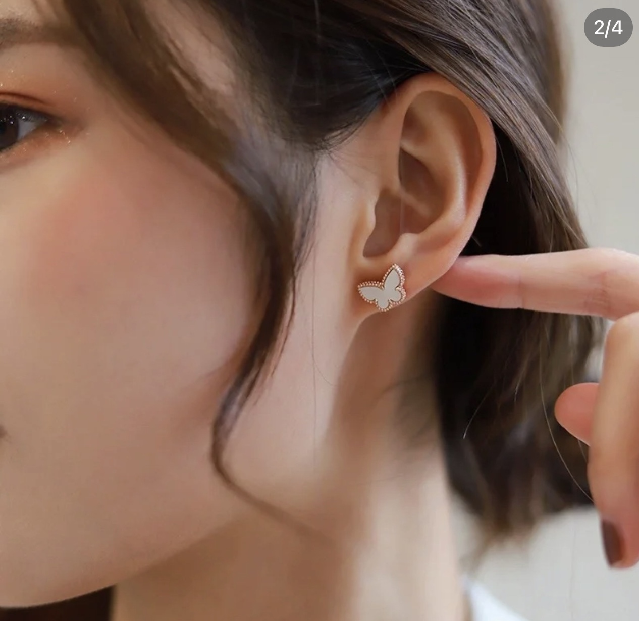 VCA Mini White Butterfly Stud Earrings - Image 6