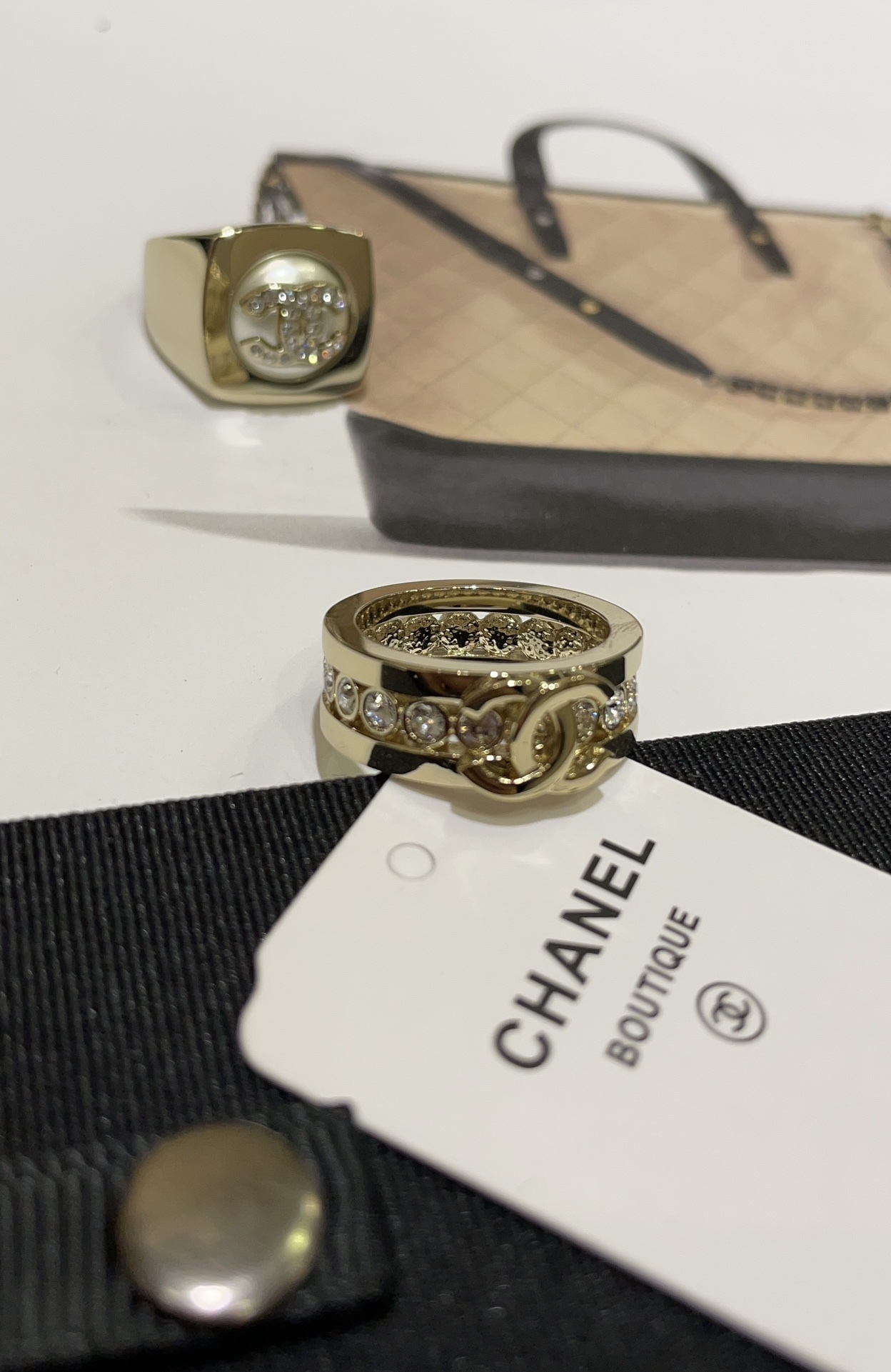 Chanel Full Diamond Wide Coco Ring - Image 7