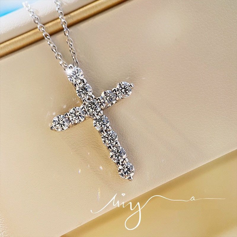 Tiffany Full Diamond Cross Pendant Necklace - Image 2
