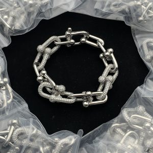 Tiffany HardWear Large Link Bracelet in White Gold Color