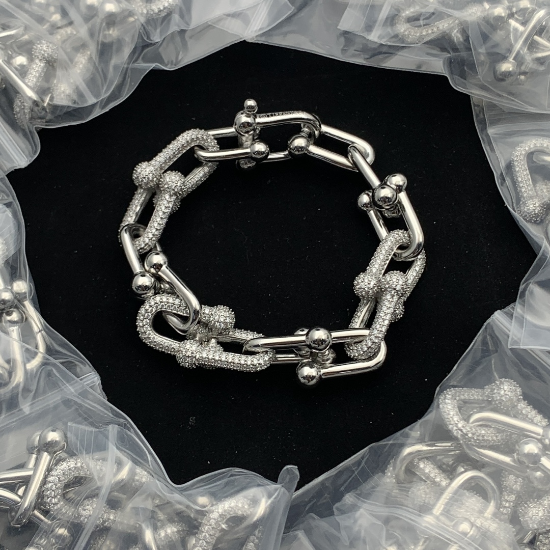 Tiffany HardWear Large Link Bracelet in White Gold Color