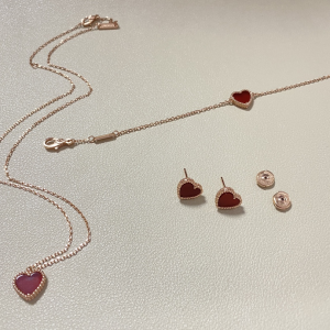 VCA Rose Gold Red Sweet Heart Earrings Bracelet Necklace