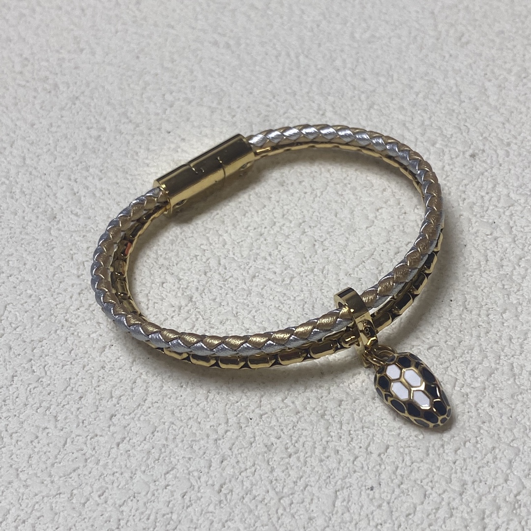 Bvlgari Two Layers Serpenti Viper Bracelet with Snake Head Charm - Image 3