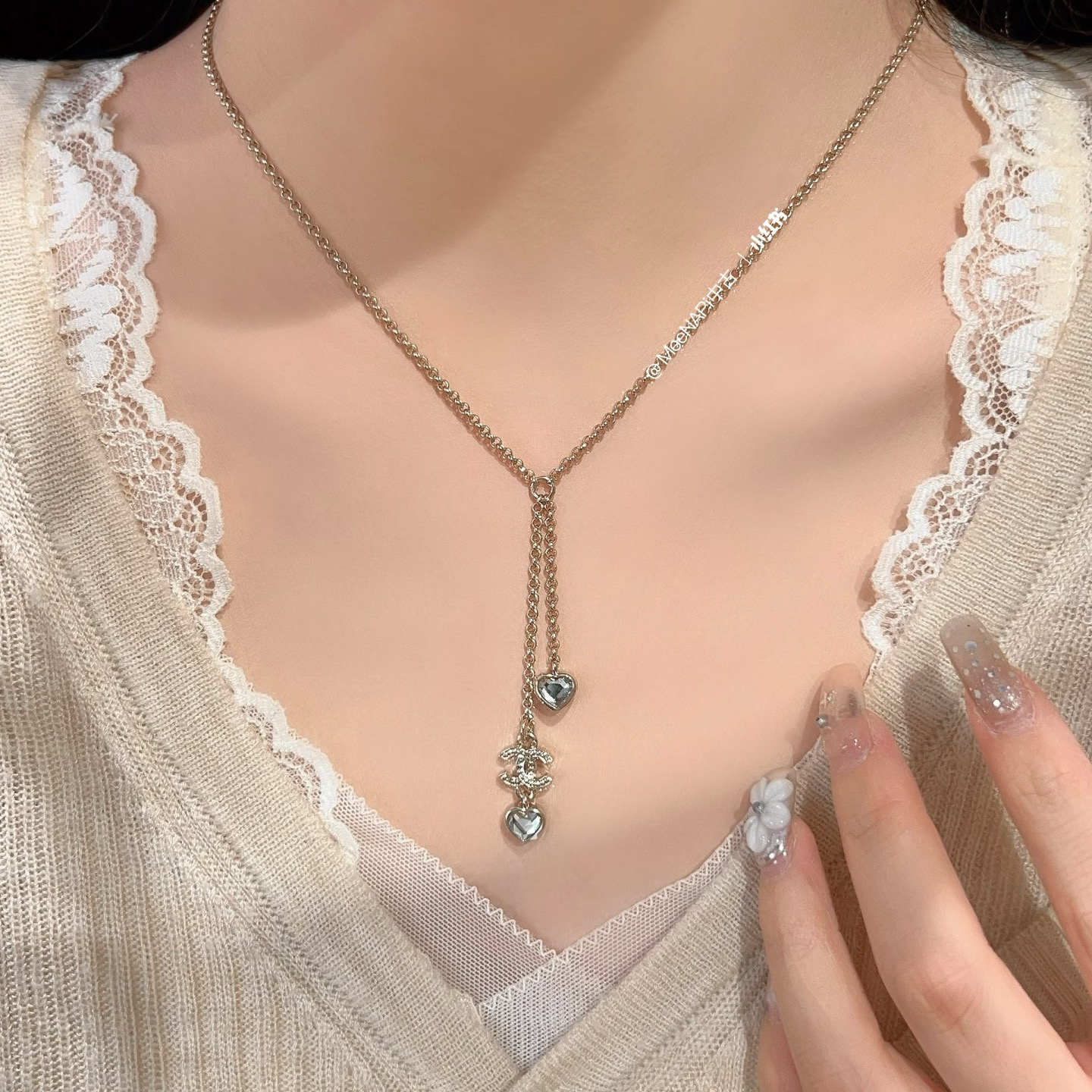 Chanel CC Love Heart Pendant Y Drop Necklace - Image 2