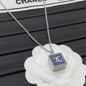 Chanel Denim Cube Pendant Necklace