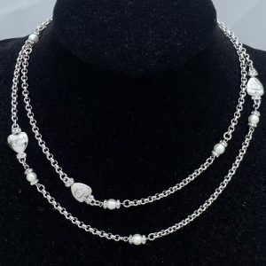 Chanel Silver Two Rows Chain Necklace