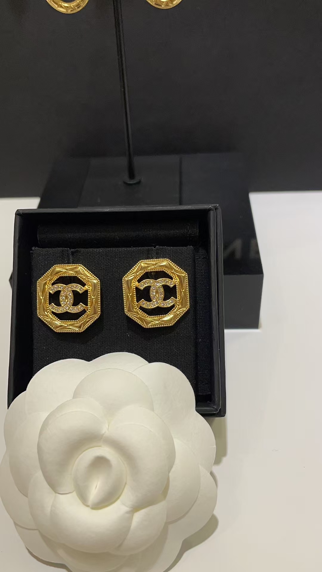 Chanel Geometric Octagon Stud Earrings - Image 4