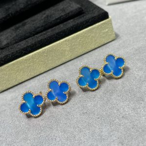 VCA Blue Carnelian Clover Earrings