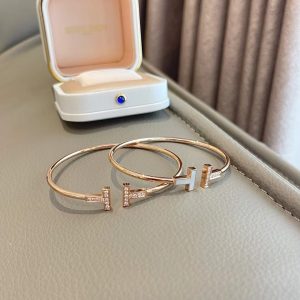 Tiffany Open Cuff Double T Bangle Bracelet