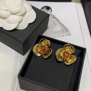 Chanel Gold Camellia Stud Earrings