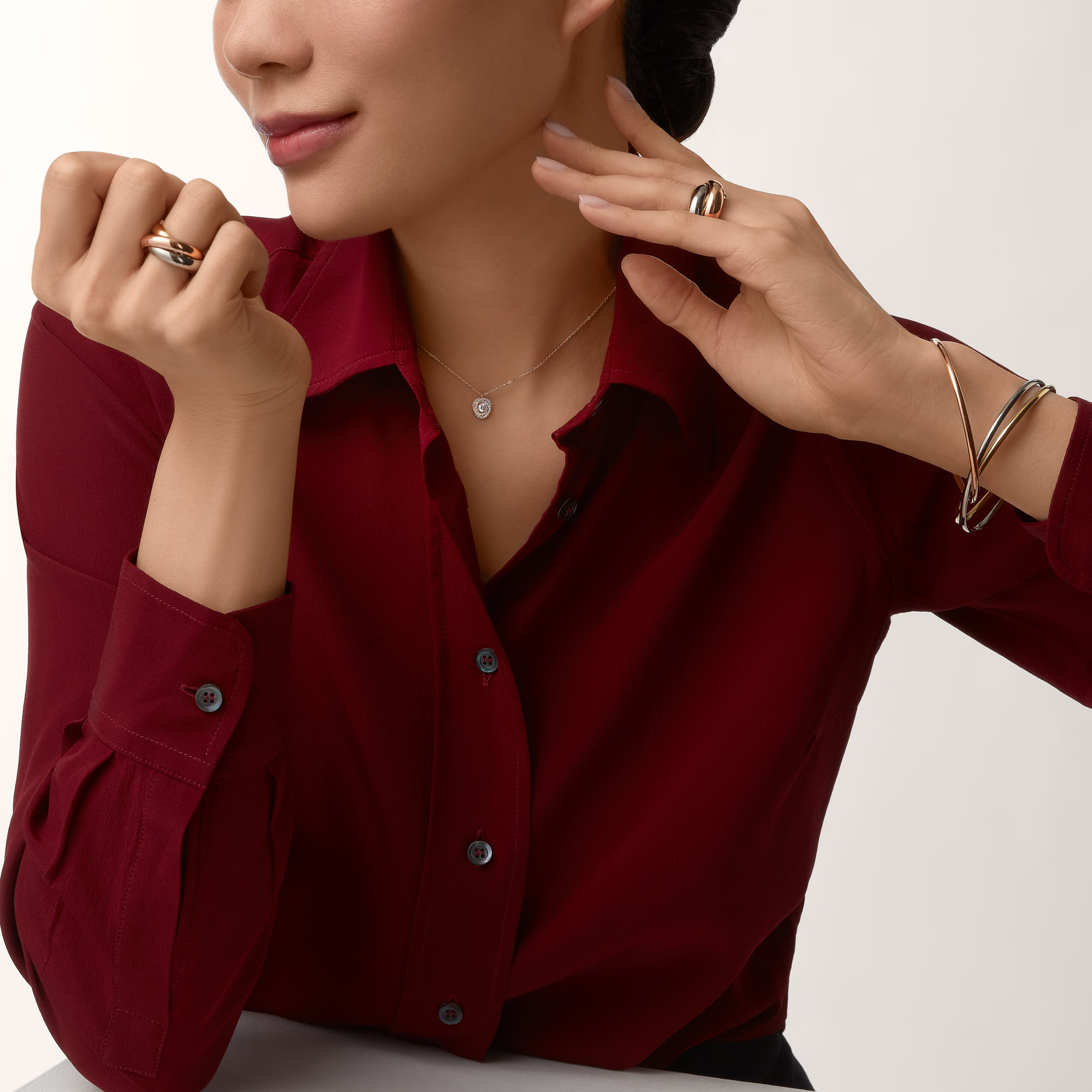 Cartier Full Diamond Paved Trinity Pendant Necklace - Image 2