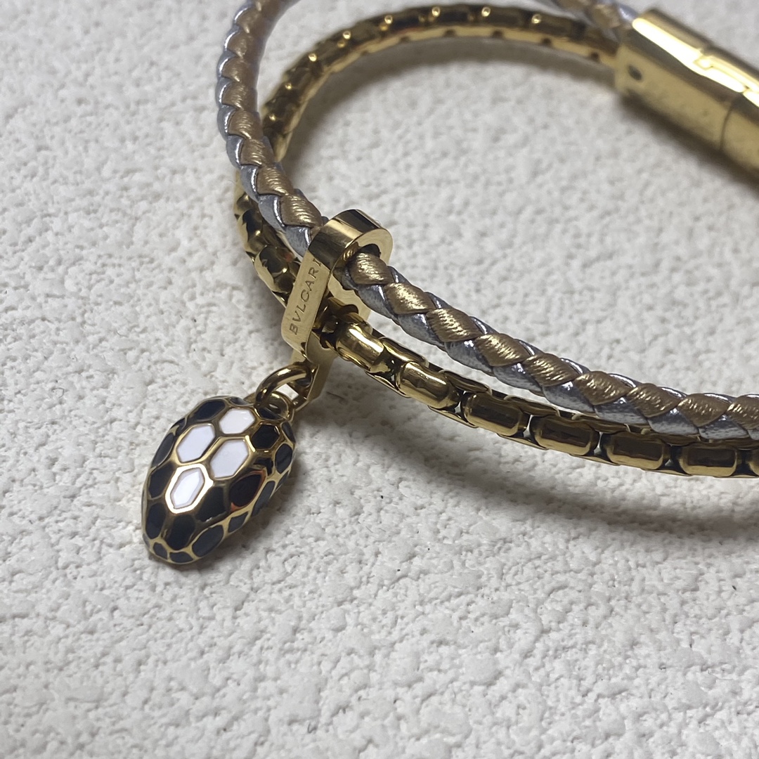 Bvlgari Two Layers Serpenti Viper Bracelet with Snake Head Charm - Image 2