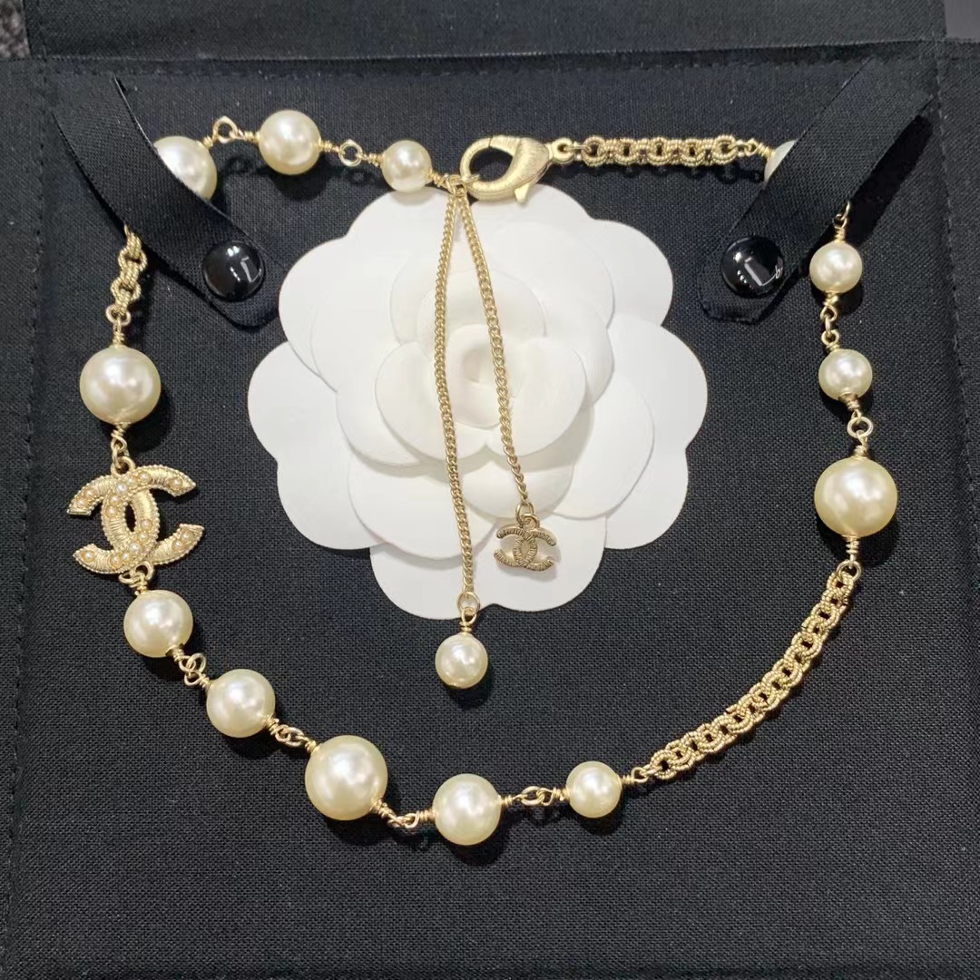 Chanel Double C Pearl Choker Necklace