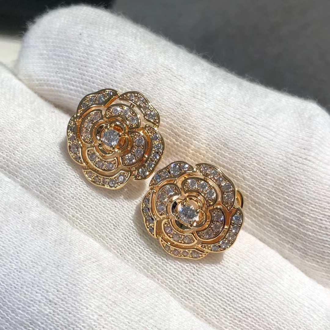 Chanel Diamond Camellia Stud Earrings - Image 6