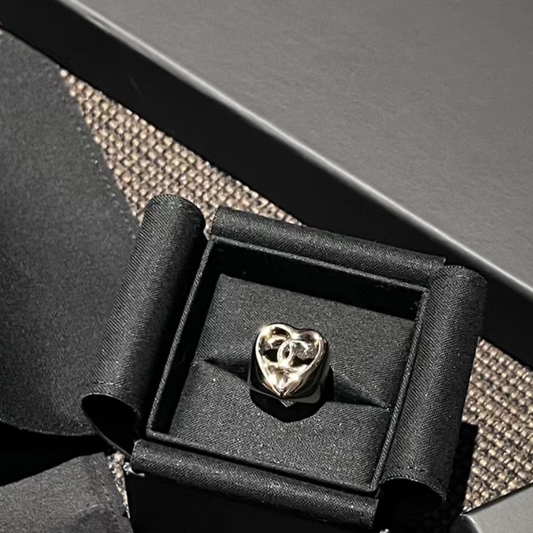 Chanel Hollow Heart Bracelet Earrings Ring Leather Necklace - Image 5