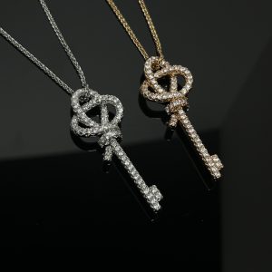 Tiffany Knot Key Pendant Necklace with Diamonds
